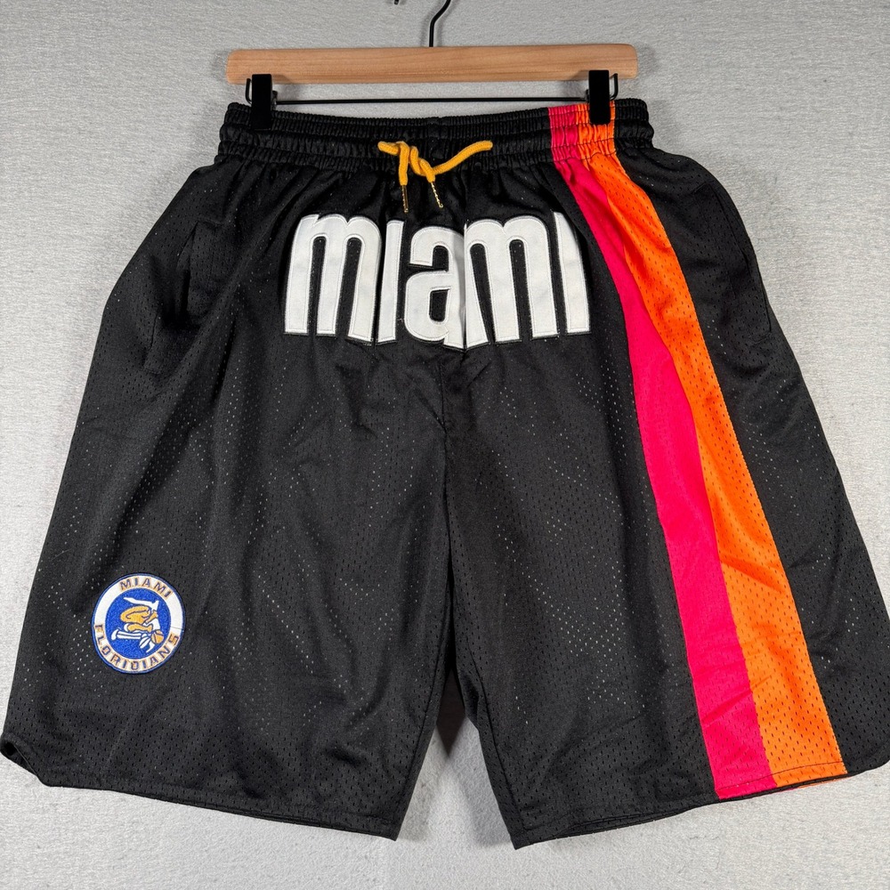 Just Don Mens Miami Heat Floridians Basketball Shorts Mesh 2XL Made in USA